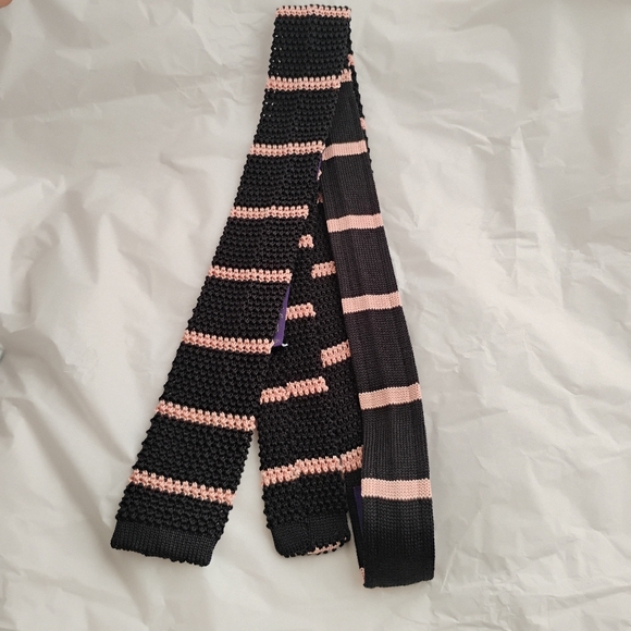 RALPH Purple Label knit tie Mens skinny striped silk tie - Picture 9 of 11